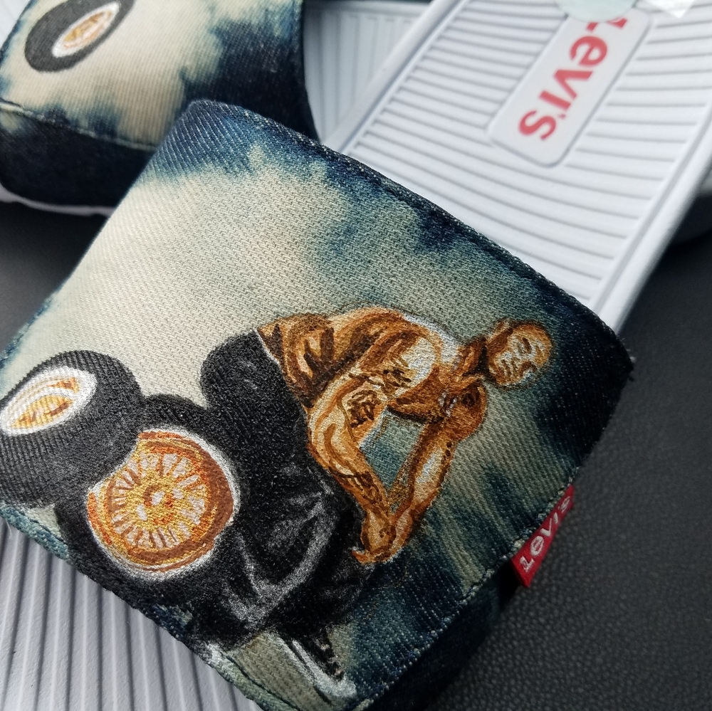 Original custom made denim slides